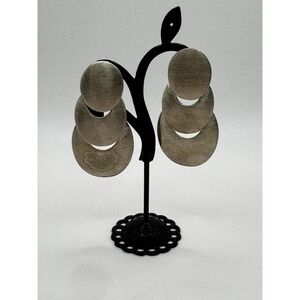Vintage Silver Tone Articulated Drop Dangle Earrings Pierced Ears